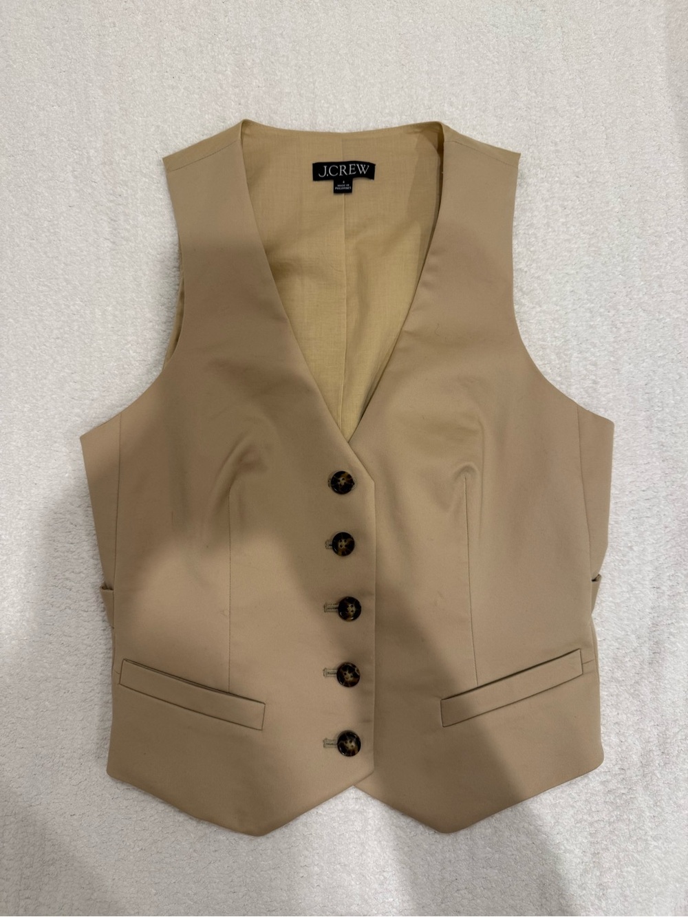J. Crew Taupe Five-Button Tailored Vest